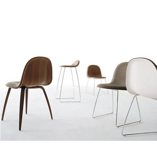 Gubi Chair with Chrome Base and Walnut Shell