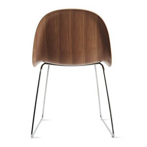 Gubi Chair with Chrome Base and Walnut Shell